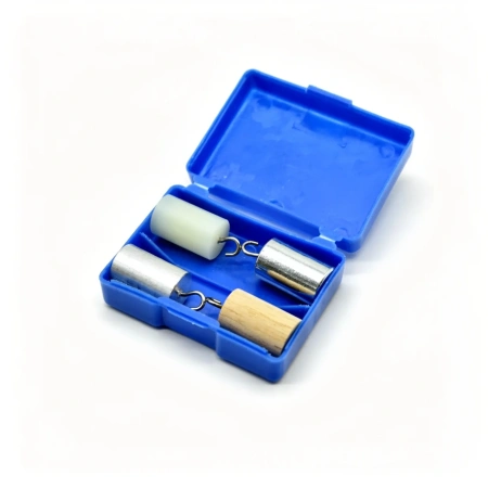 Набор тел равного объема (сталь, алюминий, пластик и дерево) цилиндры